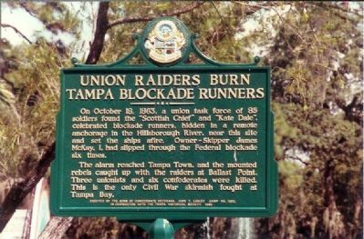 Union Raiders Burn Tampa Blockade Runners Marker image. Click for full size.