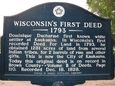 Wisconsin's First Deed Marker image. Click for full size.