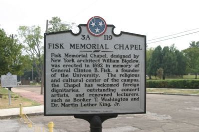 Fisk Memorial Chapel Marker - Front. Click for full size. Fisk Memorial Chapel Marker - Front image. Click for full size.