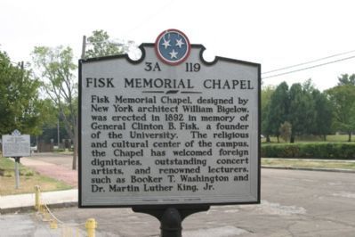 Fisk Memorial Chapel Marker - Front image. Click for full size.