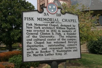 Fisk Memorial Chapel Marker - Back image. Click for full size.
