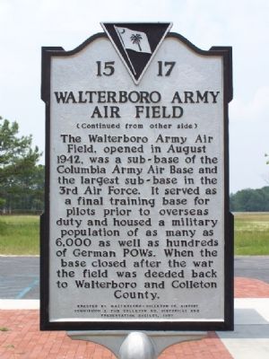 Walterboro Army Air Field Marker image. Click for full size.