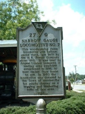 Narrow Gauge Locomotive No. 7 Marker. Click for full size. Narrow Gauge Locomotive No. 7 Marker image. Click for full size.