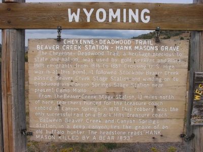 Cheyenne - Deadwood Trail Marker image. Click for full size.