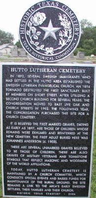 Hutto Lutheran Cemetery Marker image. Click for full size.
