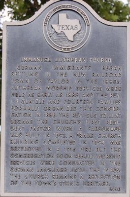Immanuel Lutheran Church Marker image. Click for full size.
