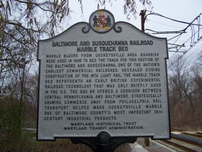 Baltimore and Susquehanna Railroad Marble Track Bed Marker image. Click for full size.