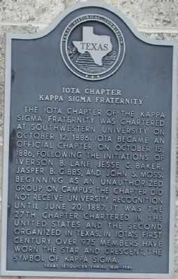 Iota Chapter Kappa Sigma Marker. Click for full size. Iota Chapter Kappa Sigma Marker image. Click for full size.