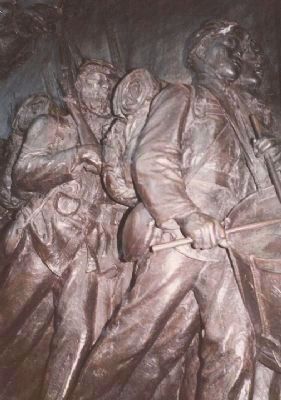 Black soldiers in the memorial's relief. image. Click for full size.