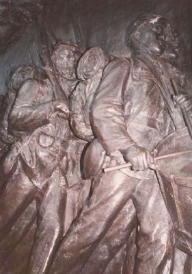 Black soldiers in the memorial's relief.. Click for full size. Black soldiers in the memorial's relief. image. Click for full size.