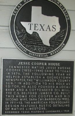Jesse Cooper House Marker. Click for full size. Jesse Cooper House Marker image. Click for full size.