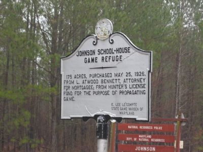 Johnson School-house Game Refuge Marker. Click for full size. Johnson School-house Game Refuge Marker image. Click for full size.