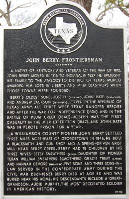 John Berry, Frontiersman Marker. Click for full size. John Berry, Frontiersman Marker image. Click for full size.