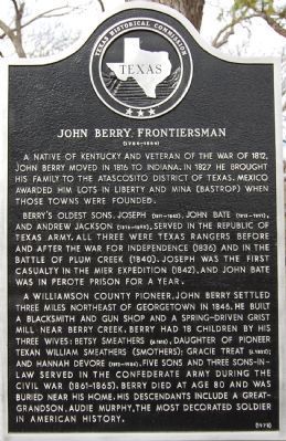 John Berry, Frontiersman Marker image. Click for full size.