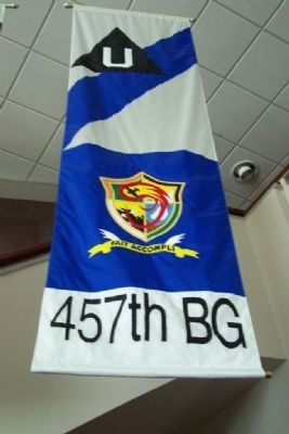 A banner dedicated to the 457th Bomb Group, one of many at the museum image. Click for full size.