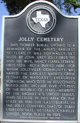 Jolly Cemetery Marker image. Click for full size.
