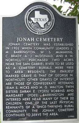 Jonah Cemetery Marker. Click for full size. Jonah Cemetery Marker image. Click for full size.