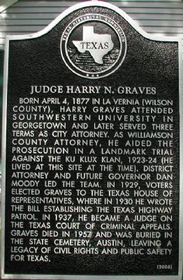 Judge Harry N. Graves Marker image. Click for full size.