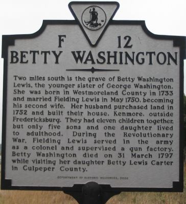 Betty Washington Marker image. Click for full size.