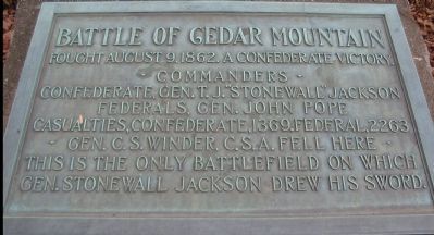 Battle of Cedar Mountain Marker image. Click for full size.