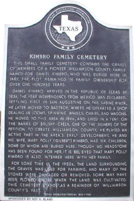 Kimbro Family Cemetery Marker image. Click for full size.