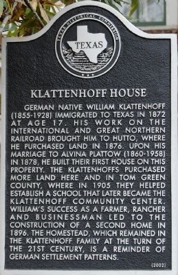 Klattenhoff House Marker image. Click for full size.