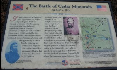 The Battle of Cedar Mountain Marker image. Click for full size.
