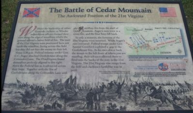 The Battle of Cedar Mountain Marker image. Click for full size.
