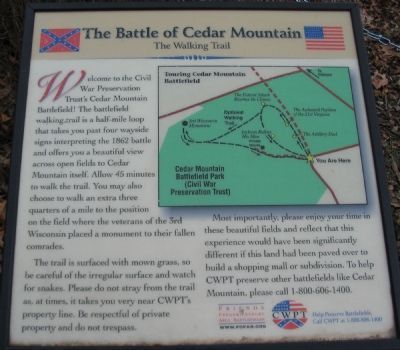 The Battle of Cedar Mountain<br>The Walking Trail image. Click for full size.