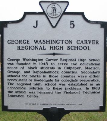 George Washington Carver Regional High School Marker. Click for full size. George Washington Carver Regional High School Marker image. Click for full size.