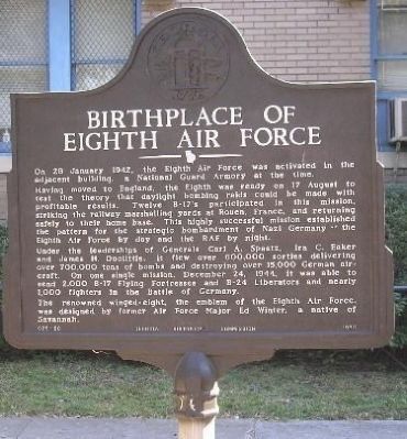 Birthplace of Eighth Air Force Marker image. Click for full size.