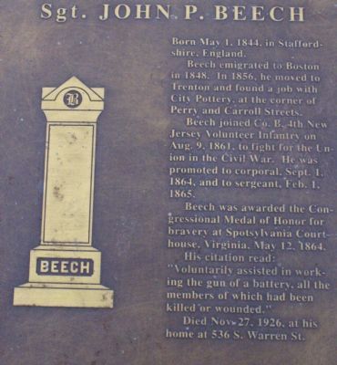 Sgt. John P. Beech Marker. Click for full size. Sgt. John P. Beech Marker image. Click for full size.