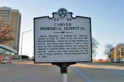 Carver Memorial Hospital Marker - Front image. Click for full size.