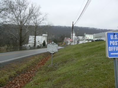 Looking west past the marker along Rt. 50 in Capon Bridge, WV image. Click for full size.
