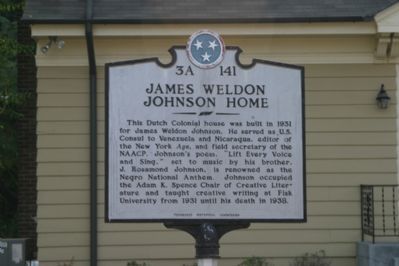 James Weldon Johnson Home Marker image. Click for full size.