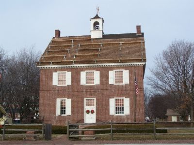 Marker is in front of restored Colonial Court House. Click for full size. Marker is in front of restored Colonial Court House image. Click for full size.