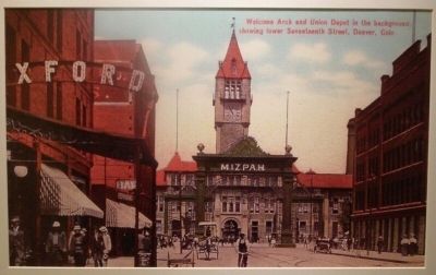 The second Union Station (built in 1894) and the Mizpah Arch image. Click for full size.