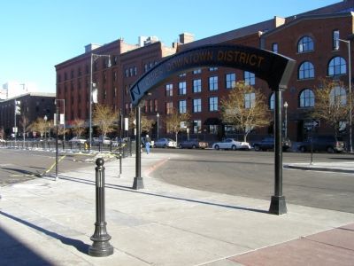 Modern Brass Arch in front of Union Station. Click for full size. Modern Brass Arch in front of Union Station image. Click for full size.