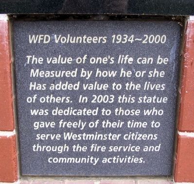 WFD Volunteers 1934 - 2000 Marker. Click for full size. WFD Volunteers 1934 - 2000 Marker image. Click for full size.