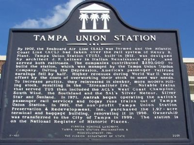 Tampa Union Station Marker image. Click for full size.