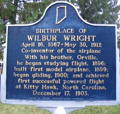 Birthplace of Wilbur Wright Marker image. Click for full size.