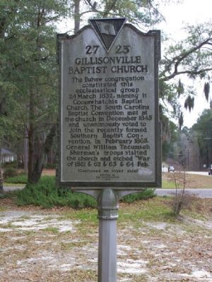 Gillisonville Baptist Church Marker (Obverse) image. Click for full size.