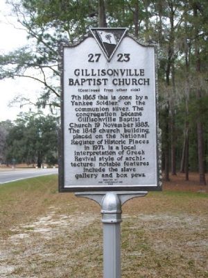 Gillisonville Baptist Church Marker (Reverse) image. Click for full size.