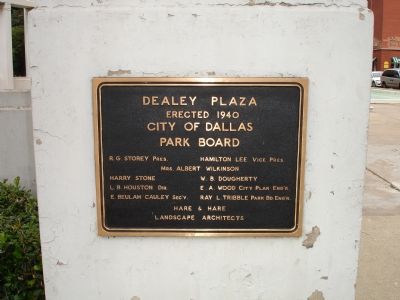 Dealey Plaza dedication plaque. Click for full size. Dealey Plaza dedication plaque image. Click for full size.