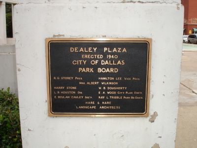 Dealey Plaza dedication plaque image. Click for full size.