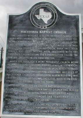 Macedonia Baptist Church Marker. Click for full size. Macedonia Baptist Church Marker image. Click for full size.