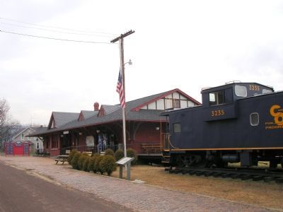 Marker at the Historic Meyersdale Train Station. Click for full size. Marker at the Historic Meyersdale Train Station image. Click for full size.