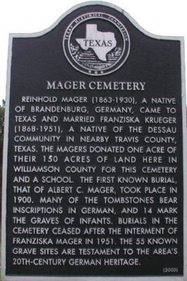 Mager Cemetery Marker image. Click for full size.
