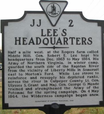 Lee's Headquarters Marker. Click for full size. Lee's Headquarters Marker image. Click for full size.