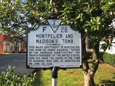 Montpelier and Madison's Tomb Marker image. Click for full size.